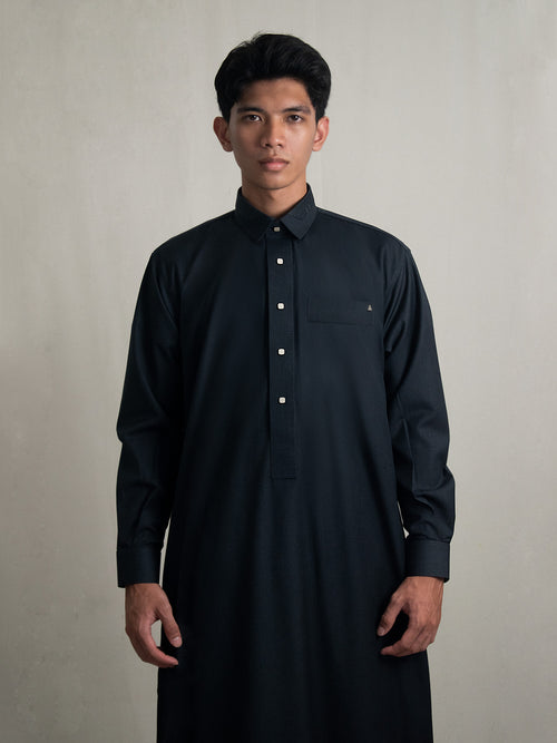 Ahsan Semiwool - Charcoal & Dark Brown