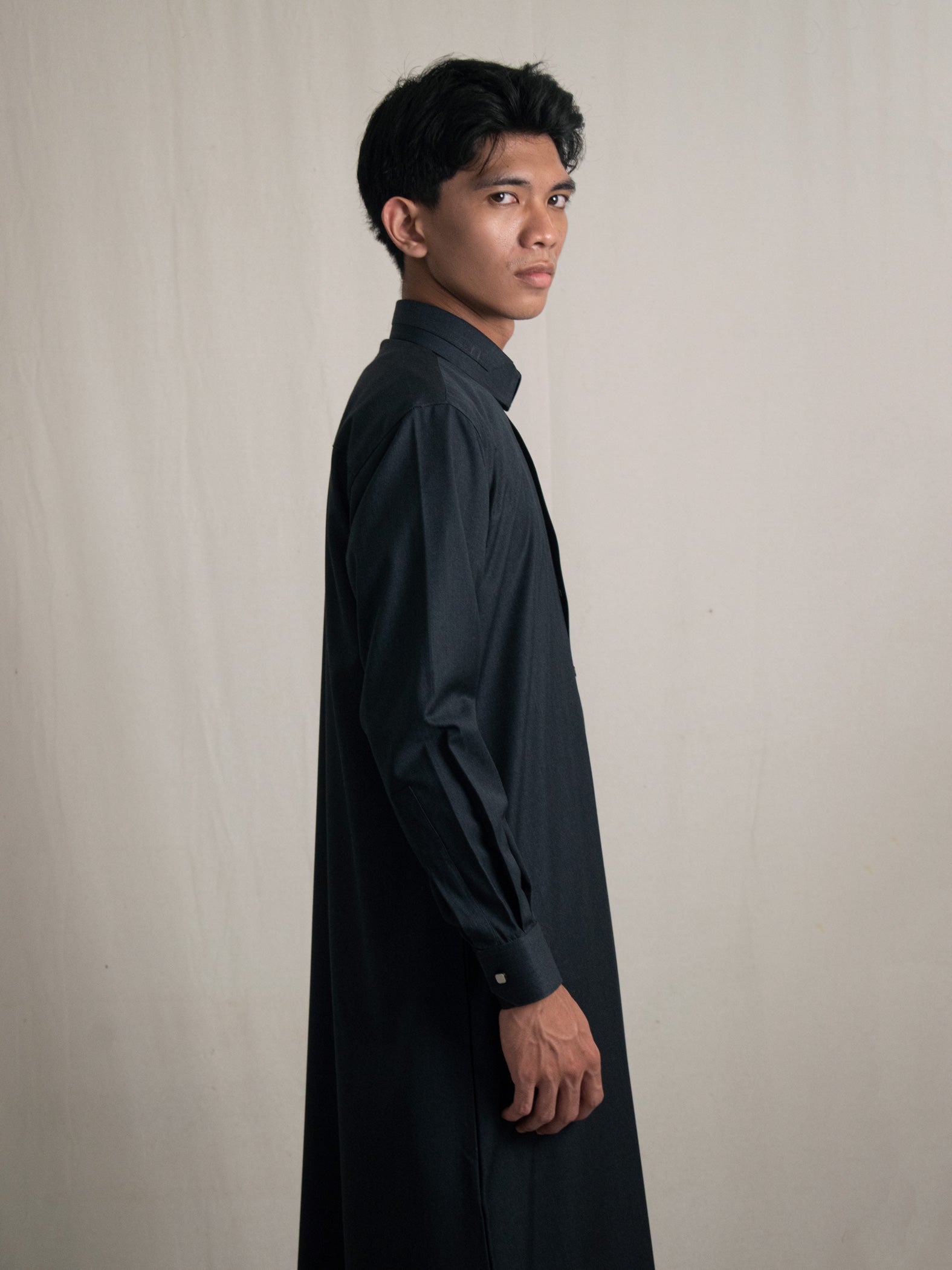 Ahsan Semiwool - Charcoal & Dark Brown