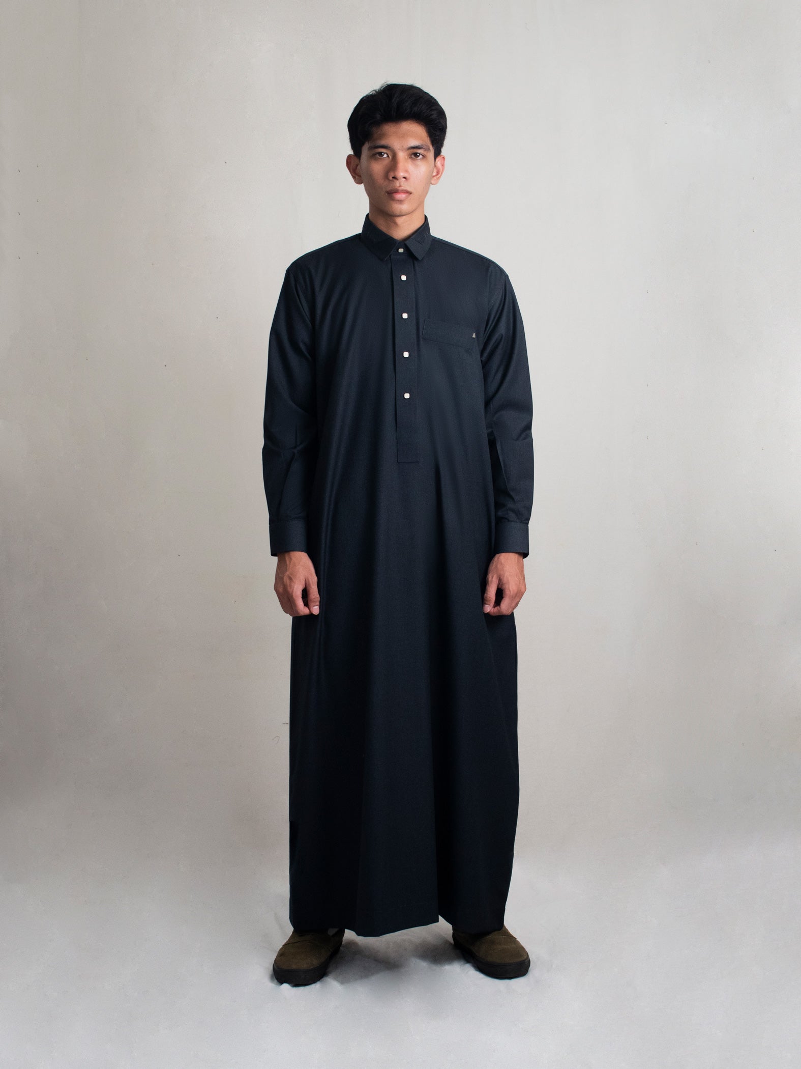 Ahsan Semiwool - Charcoal & Dark Brown